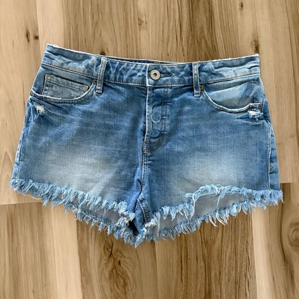 Paige Emmitt Denim Cut Off Jeans Button Fly size 26 Festival Distressed Boho